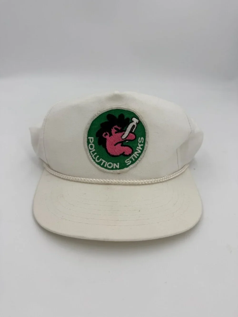 Vintage Pollution Stinks Patch SnapBack Hat 1980s